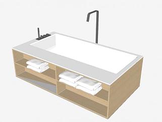 现代浴缸置物架SU模型下载_sketchup草图大师SKP模型