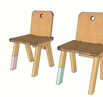 儿童木椅子SU模型下载_sketchup草图大师SKP模型