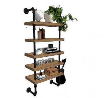 墙壁书架挂架置物架SU模型下载_sketchup草图大师SKP模型