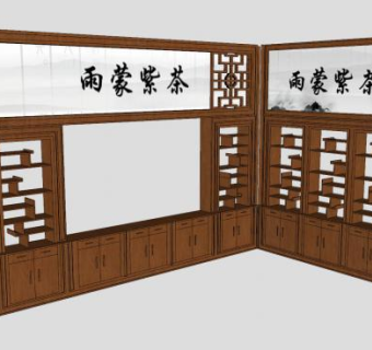 茶叶柜木柜SU模型下载_sketchup草图大师SKP模型