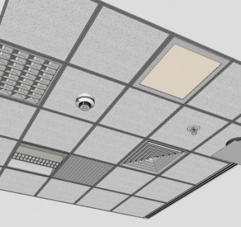 铝扣板天花板烟雾报警器排气SU模型下载_sketchup草图大师SKP模型