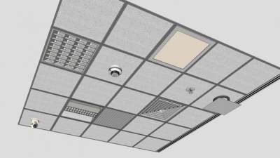 铝扣板天花板烟雾报警器排气SU模型下载_sketchup草图大师SKP模型