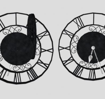 欧式墙钟装饰SU模型下载_sketchup草图大师SKP模型