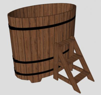 沐浴洗澡木桶SU模型下载_sketchup草图大师SKP模型