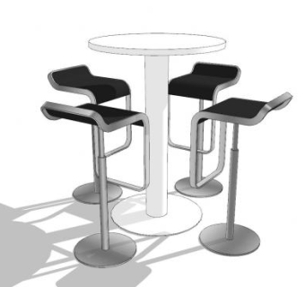 高脚凳高脚桌洽谈桌SU模型下载_sketchup草图大师SKP模型