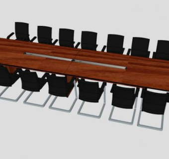 长形会议桌SU模型下载_sketchup草图大师SKP模型