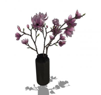 桃花插花花瓶SU模型下载_sketchup草图大师SKP模型