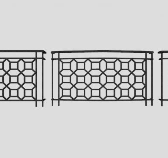 中式护栏栏杆SU模型下载_sketchup草图大师SKP模型
