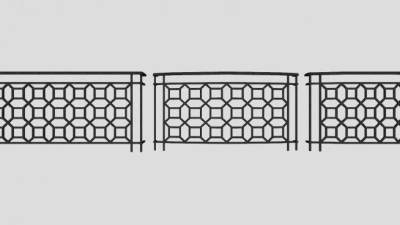 中式护栏栏杆SU模型下载_sketchup草图大师SKP模型