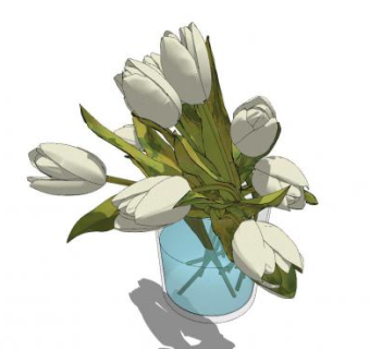 玻璃花瓶郁金香SU模型下载_sketchup草图大师SKP模型