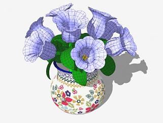 紫色花带花瓶SU模型下载_sketchup草图大师SKP模型