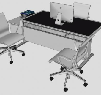 电脑办公桌椅SU模型下载_sketchup草图大师SKP模型