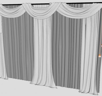 欧式布艺窗帘SU模型下载_sketchup草图大师SKP模型