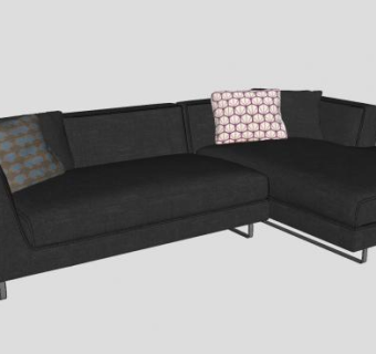 布艺转角L型沙发家具SU模型下载_sketchup草图大师SKP模型