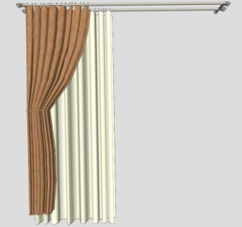 双杆窗帘SU模型下载_sketchup草图大师SKP模型