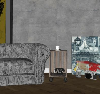 沙发艺术摆件SU模型下载_sketchup草图大师SKP模型