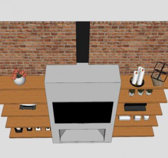 壁炉工艺品摆件象牙瓶子SU模型下载_sketchup草图大师SKP模型