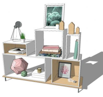 现代简易格子书架SU模型下载_sketchup草图大师SKP模型