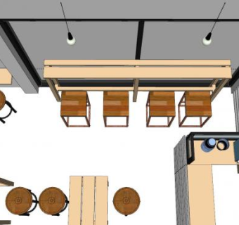 饮品店奶茶店SU模型下载_sketchup草图大师SKP模型