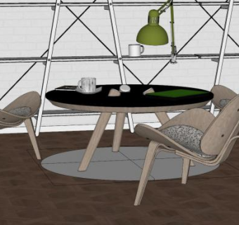 台灯和桌椅SU模型下载_sketchup草图大师SKP模型