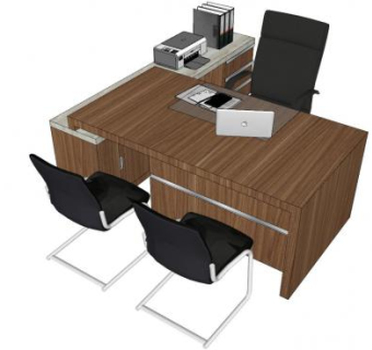 木质L型办公桌SU模型下载_sketchup草图大师SKP模型