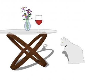 小桌子花瓶高脚杯SU模型下载_sketchup草图大师SKP模型