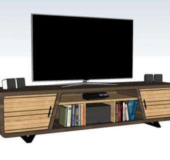 现代木质电视柜家具SU模型下载_sketchup草图大师SKP模型