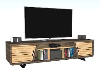 现代木质电视柜家具SU模型下载_sketchup草图大师SKP模型