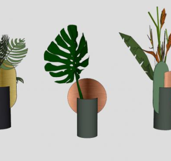 装饰花盆摆件陈设品SU模型下载_sketchup草图大师SKP模型