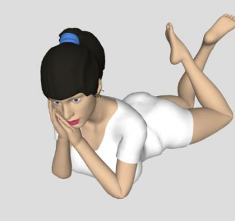 趴着思考的女人SU模型下载_sketchup草图大师SKP模型