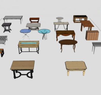餐桌椅书桌桌子系列SU模型下载_sketchup草图大师SKP模型
