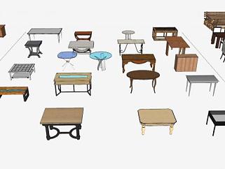 餐桌椅书桌桌子系列SU模型下载_sketchup草图大师SKP模型