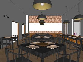 饮食店咖啡屋<em>室内设计</em>餐桌椅SU模型下载_sketchup草图...