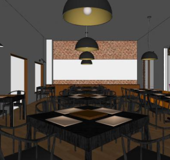 饮食店咖啡屋室内设计餐桌椅SU模型下载_sketchup草图大师SKP模型