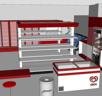 超市便利店框架SU模型下载_sketchup草图大师SKP模型