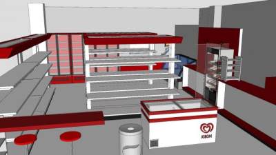 超市便利店框架SU模型下载_sketchup草图大师SKP模型