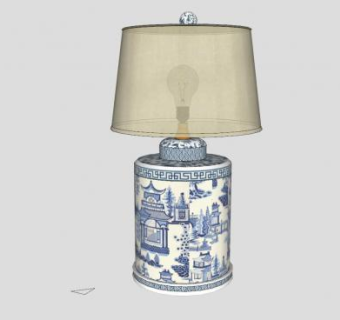 青花瓷台灯SU模型下载_sketchup草图大师SKP模型