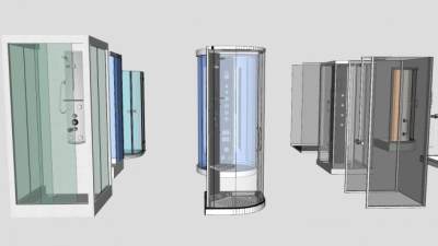 玻璃浴室间洗澡房淋浴间SU模型下载_sketchup草图大师SKP模型