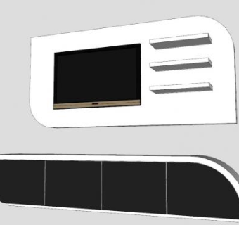 现代简约电视柜背景墙柜SU模型下载_sketchup草图大师SKP模型