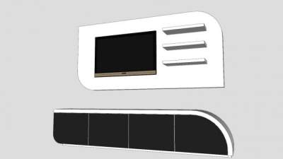 现代简约电视柜背景墙柜SU模型下载_sketchup草图大师SKP模型