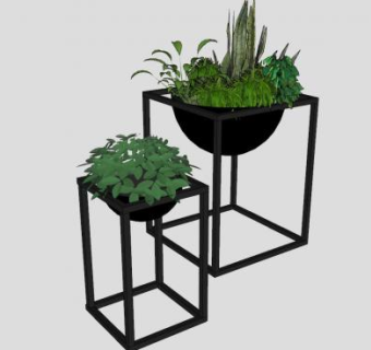植物花盆花架盆栽SU模型下载_sketchup草图大师SKP模型