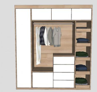 木制衣柜柜子家具SU模型下载_sketchup草图大师SKP模型