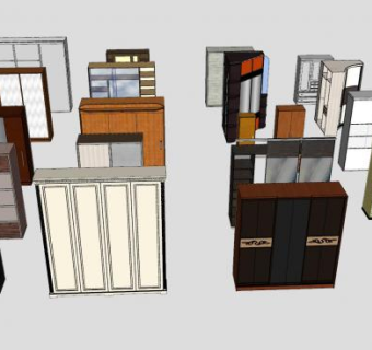 现代衣柜集合系列SU模型下载_sketchup草图大师SKP模型