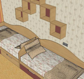 两兄弟卧室房间布置SU模型下载_sketchup草图大师SKP模型