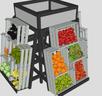 精品水果架蔬菜架SU模型下载_sketchup草图大师SKP模型