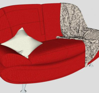 红色小沙发SU模型下载_sketchup草图大师SKP模型