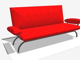 红色沙发SU模型下载_sketchup草图大师SKP模型