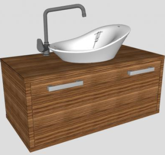 木质浴室柜洗手池盆SU模型下载_sketchup草图大师SKP模型