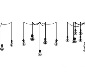 工业风吊灯多灯泡SU模型下载_sketchup草图大师SKP模型