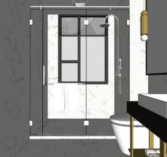 卫生间淋浴隔断SU模型下载_sketchup草图大师SKP模型
